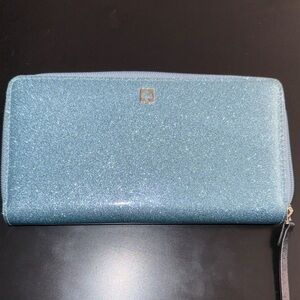 Kate Spade Glittery Blue Zip Wallet
